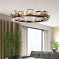 Modern home decor amber glass round hanging chandelier